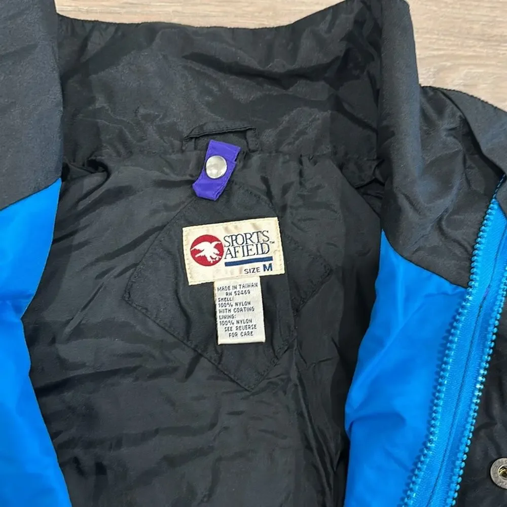 SPORTS AFIELD 90's Black Purple Blue Nylon Shell Zip-Up Jacket Size Medium